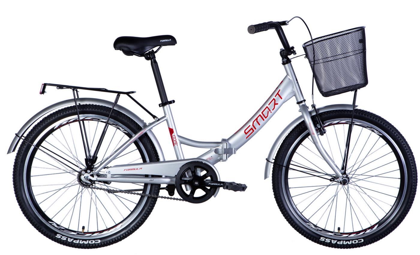 Фотографія Велосипед Formula SMART с корзиной 24" размер XS 2024 Серебристый